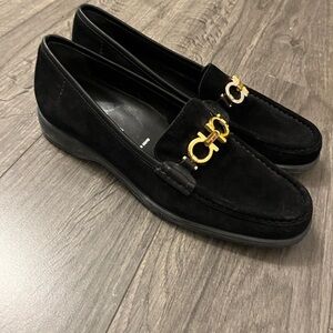 Black Loafers with Gold Accent